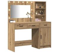 vidaXL Tavolo da Trucco con cassetto 2 PCS Marrone 78.5 x 41 x 135 cm, Style e praticità: Tavolo da Trucco Compatto con Specchio LED, Legno ingegnerizzato e Organizer Moderno.