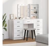 vidaXL Tavolo da Trucco con cassetto 3 pcs Bianco Legno multistrato