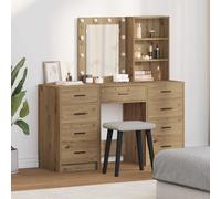 vidaXL Tavolo da Trucco con cassetto 3 pcs Marrone Legno multistrato