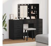 vidaXL Tavolo da Trucco con cassetto 3 pcs Nero Legno multistrato