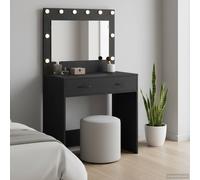 vidaXL Tavolo da trucco con cassetto Rovere nero 78.5 x 41 x 135 cm