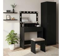 vidaXL Tavolo da Trucco con lo scaffale Rovere Nero 75,5 x 41 x 135 cm