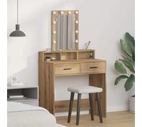 vidaXL Tavolo da trucco con luci LED in Rovere, artigianale, 79x41x140 cm