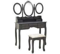 VIDAXL - Tavolo Da Trucco Con Sgabello E Specchio Pieghevole In 3 Grigio