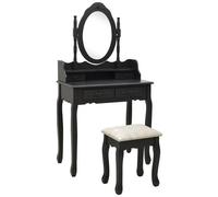 VIDAXL - Tavolo Da Trucco Con Sgabello Nero 75x69x140 Cm Legno Paulownia