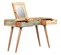 vidaXL Tavolo da Trucco con Specchio 112x45x76 cm Massello di Recupero