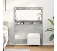 vidaXL Tavolo da Toeletta Grigio Cemento con Specchio e Luci - Soluzione alla Moda per Il Trucco in Camera da Letto - Ideale per Riporre, Dimensioni 100 X 41 135 cm, Mobili da Vestiario