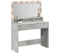 vidaXL Tavolo da Toeletta Grigio Cemento con Specchio e Luci - Soluzione alla Moda per Il Trucco in Camera da Letto - Ideale per Riporre, Dimensioni 100 X 41 135 cm, Mobili da Vestiario