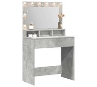 vidaXL Tavolo da Trucco con specchio Grigio cemento 78,5 x 41 x 135 cm, Specchio moderno rettangolare, vanity con luci USB, unità in legno resistente, decorazione casa minimalista