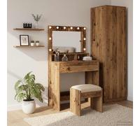 vidaXL Tavolo da Trucco con specchio Legno vecchio 75,5 x 41 x 135 cm