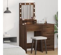 vidaXL Tavolo da Trucco con specchio Rovere Marrone 50 x 41 x 135 cm
