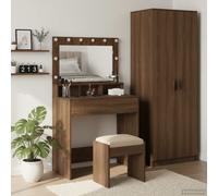 vidaXL Tavolo da Trucco con specchio Rovere Marrone 75,5 x 41 x 135 cm