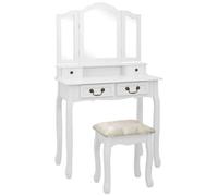 VIDAXL - Tavolo Da Trucco E Sgabello Bianco 80x69x141 Cm Legno Paulownia