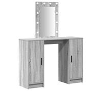 vidaXL Tavolo da Vanity Moderno Specchio e Luci LED in Grigio Sonoma, Spazioso e Funzionale, Mobili da Camera da Letto e Grooming