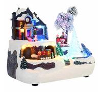vidaXL Miniatura di Natale | Decorazione da Interno in Resina e plastica, Scena Invernale Carina per Il Soggiorno, Decorazione Tradizionale per Il Tavolo con LED