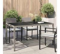 vidaXL Tavolo Giardino 150x90x75cm Vetro Temperato e Polyrattan Grigio