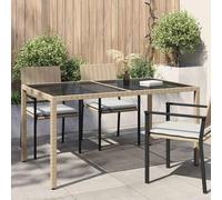 vidaXL Tavolo Giardino 150x90x75cm Vetro Temperato Polyrattan Beige