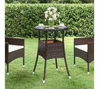 vidaXL Tavolo Giardino Ø60x75 cm Vetro Temperato e Polyrattan Marrone