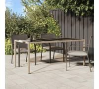 vidaXL Tavolo Giardino Beige 190x90x75 cm Vetro Temperato Polyrattan