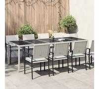 vidaXL Tavolo Giardino Bianco 250x100x75 cm Polyrattan Vetro Temperato