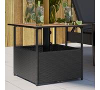 vidaXL Tavolo Giardino Foro Ombrellone Nero 55x55x46,5 cm Polyrattan
