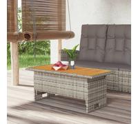 vidaXL Tavolo Giardino Grigio 100x50x43/63 Massello Acacia Polyrattan