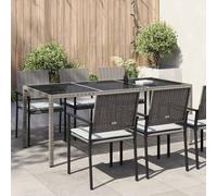 vidaXL Tavolo Giardino Grigio 190x90x75 cm Vetro Temperato Polyrattan