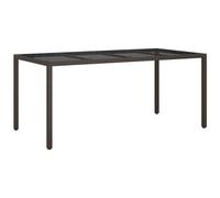 AX Tavolo Vetro Temprato 190x90x75cm Acciaio Polyrattan Patio Giardino 0K 316711