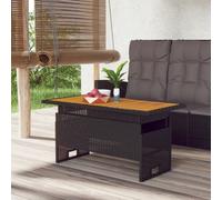 vidaXL Tavolo Giardino Nero 100x50x43/63cm Massello Acacia Polyrattan