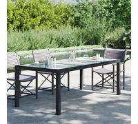 vidaXL Tavolo Giardino Nero 190x90x75 cm Vetro Temperato e Polyrattan