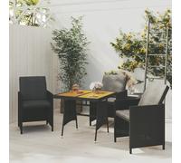 vidaXL Tavolo Giardino Nero 70x70x72 cm Polyrattan e Massello d'Acacia