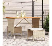 vidaXL Tavolo Giardino Piano Legno Acacia Beige 105x75x72cm Polyrattan