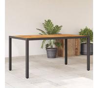 vidaXL Tavolo Giardino Piano Legno Acacia Nero 150x90x75 cm Polyrattan