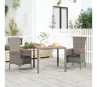 AX Tavolo Polyrattan Grigio 90x90x75cm Giardino Elegante Acacia Patio New 319549
