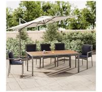 VIDAXL - Tavolo Giardino Piano Legno Grigio Polyrattan E Massello Acacia
