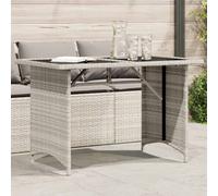 vidaXL Tavolo Giardino Piano Vetro Grigio Chiaro 110x68x70 Polyrattan