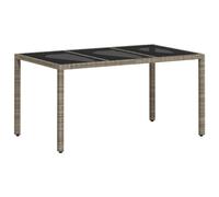 vidaXL Tavolo Giardino Piano Vetro Grigio Chiaro 150x90x75 Polyrattan