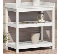 vidaXL Tavolo Invaso con Ripiani Bianco 82,5x45x86,5 cm Massello Pino