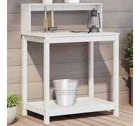 vidaXL Tavolo Invaso con Ripiani Bianco 82,5x50x109,5 cm Massello Pino