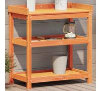 vidaXL Tavolo Invaso con Ripiani Marrone 82,5x45x86,5 cm Massello Pino