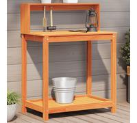 vidaXL Tavolo Invaso con Ripiani Marrone 82,5x50x109,5cm Massello Pino
