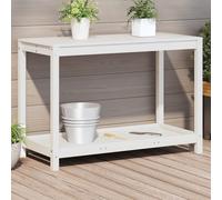 vidaXL Tavolo Invaso con Ripiano Bianco 108x50x75 cm Massello Pino