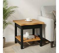 vidaXL Tavolo laterale con lo scaffale EKAI Nero 50 x 50 x 45,5 cm, Tavolino da soggiorno, quadrato, stile industriale, in pino compatto, accento funzionale, arredo urbano