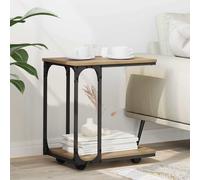 vidaXL Tavolo laterale con ruota Rovere artigianale 50 x 35 x 55.5 cm