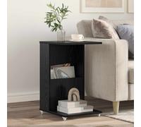 vidaXL Tavolo laterale con ruota Rovere Nero 40 x 35 x 60 cm