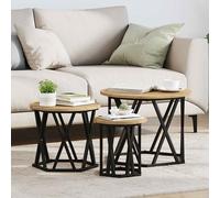 vidaXL Tavolo Laterale Nesting 3 pcs Rovere artigianale