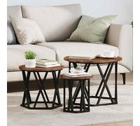 vidaXL Tavolo Laterale Nesting 3 pcs Rovere fumé