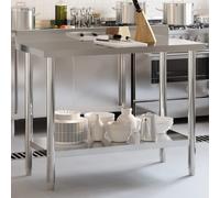 vidaXL Tavolo Lavoro Cucina con Paraschizzi 110x55x93cm Acciaio Inox