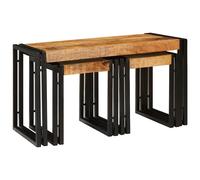 vidaXL Tavolo Nesting 3 pcs Legno di mango massello e metallo