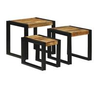 vidaXL Tavolo Nesting 3 pcs Legno di mango massello e metallo
